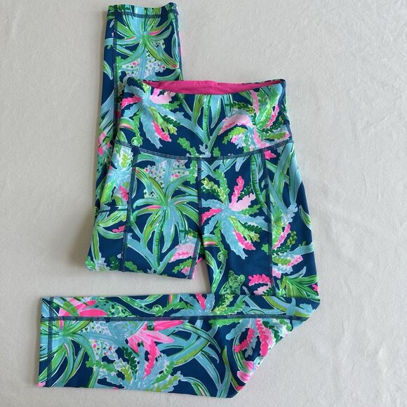Lilly Pulitzer Leggings XXS Luxletic Crop Weekender Sweet Escape High Rise Macaw - Picture 2 of 7